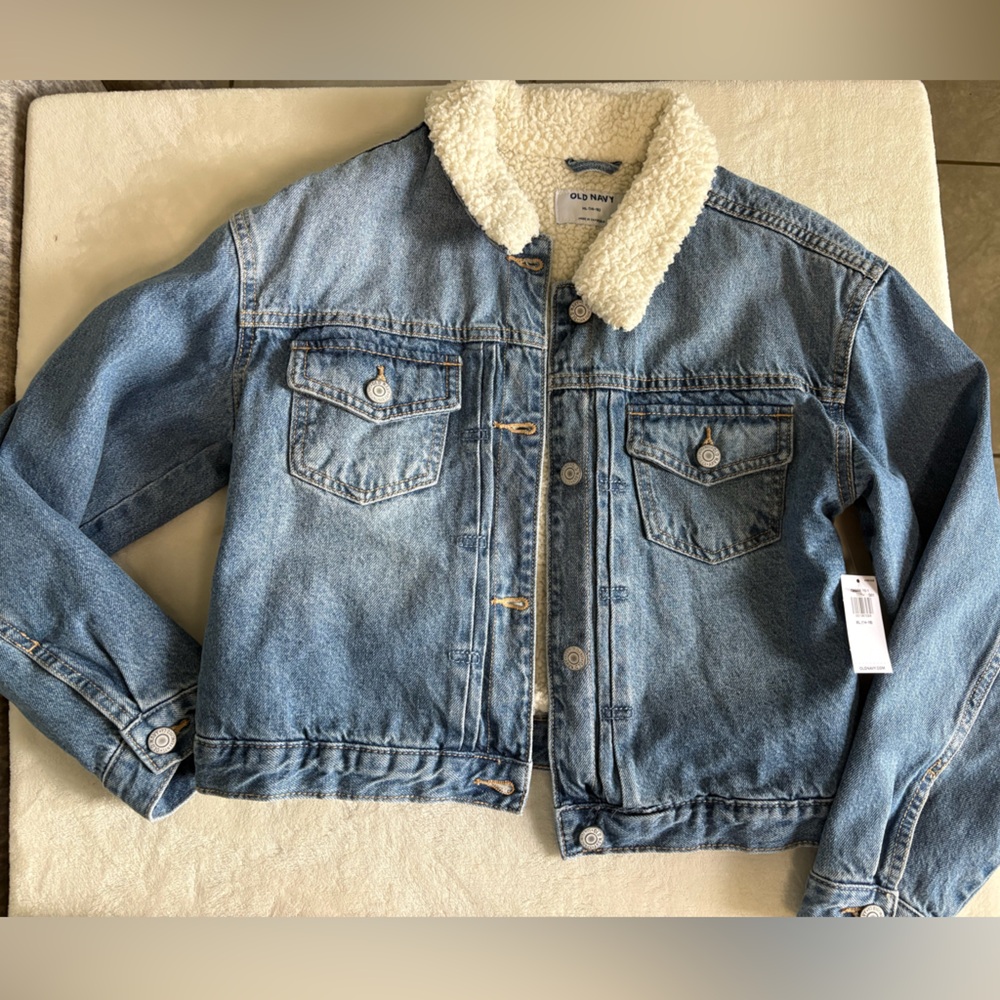 Light Blue Denim Jacket with Cream Sherpa Collar